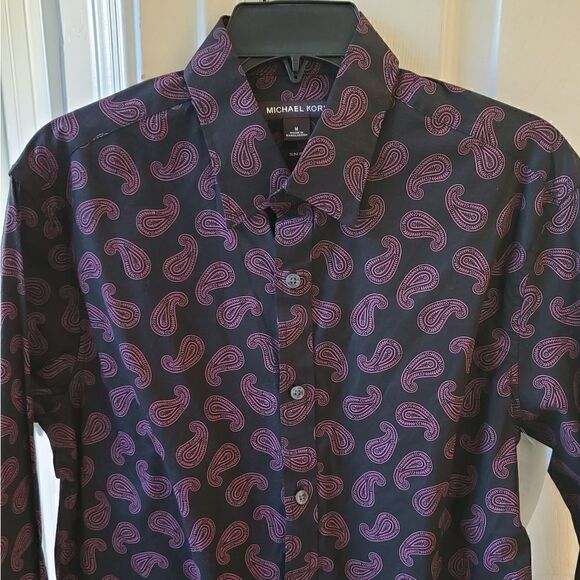 Michael Kors Men's Paisley Print Button Down Shirt Slim Fit Medium New - Picture 5 of 6